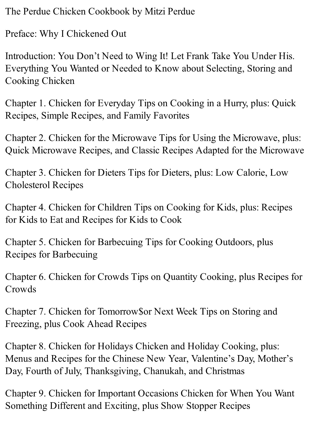 The Perdue Chicken Cookbook by Mitzi Perdue Preface: Why I