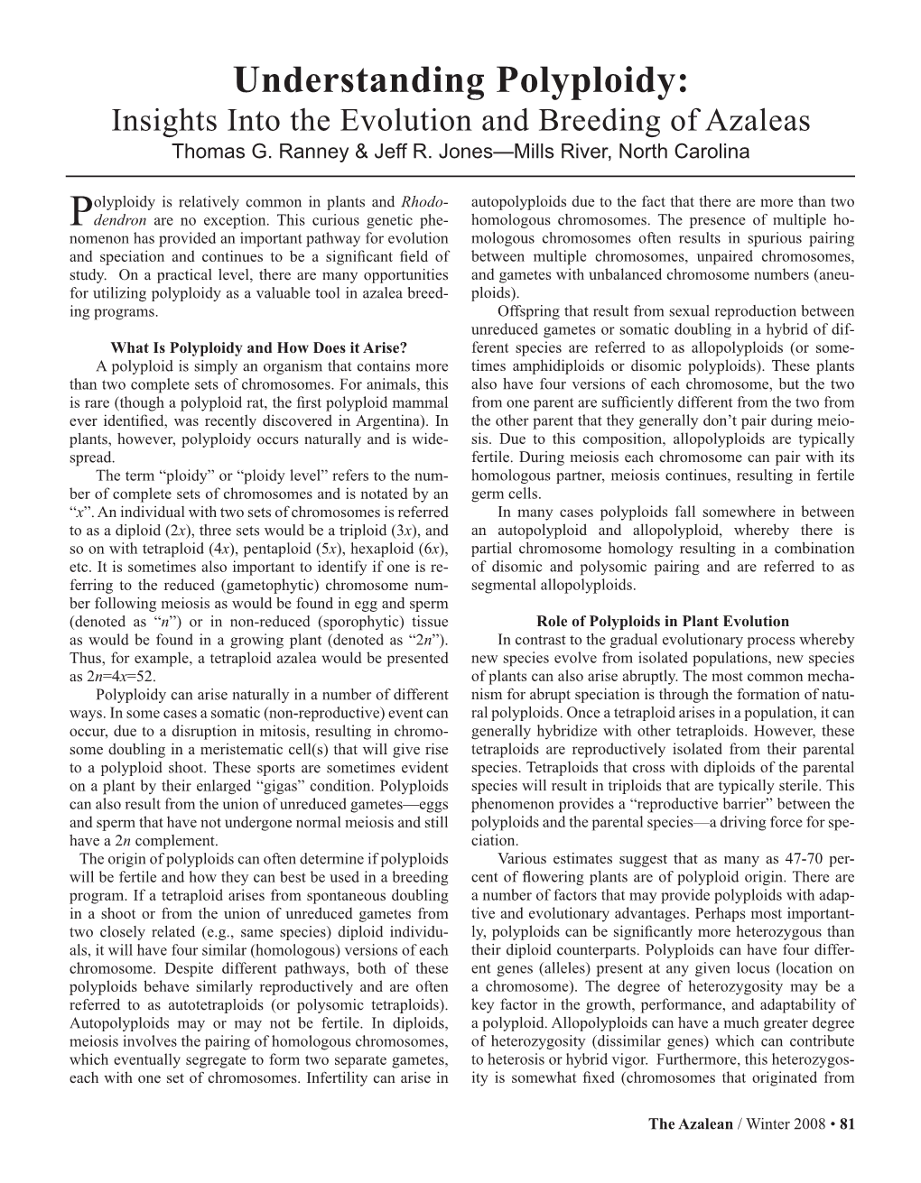 Understanding Polyploidy: Insights Into the Evolution and Breeding of Azaleas Thomas G