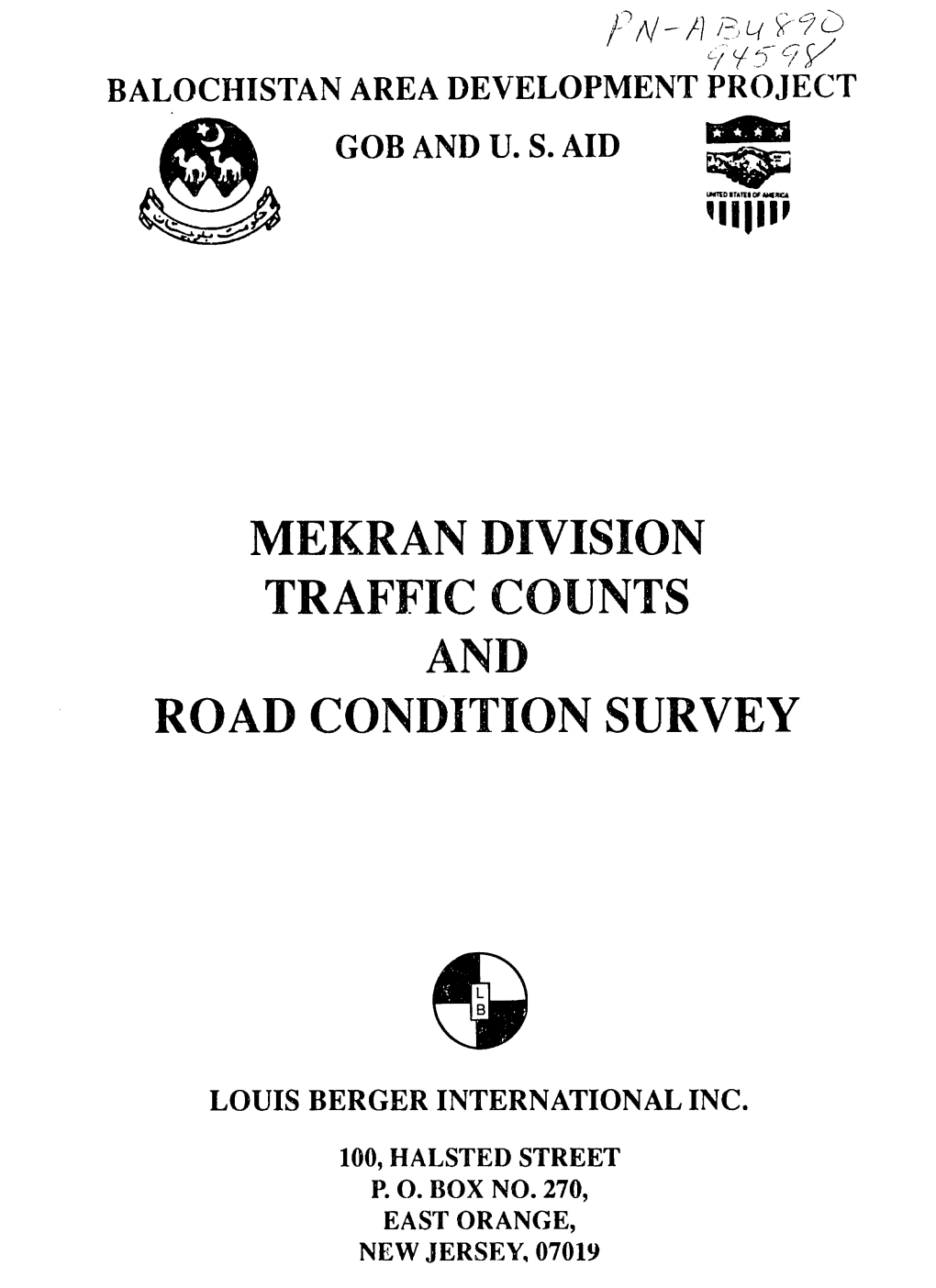 Mekran Division Traffic Counts and Road Condition Survey