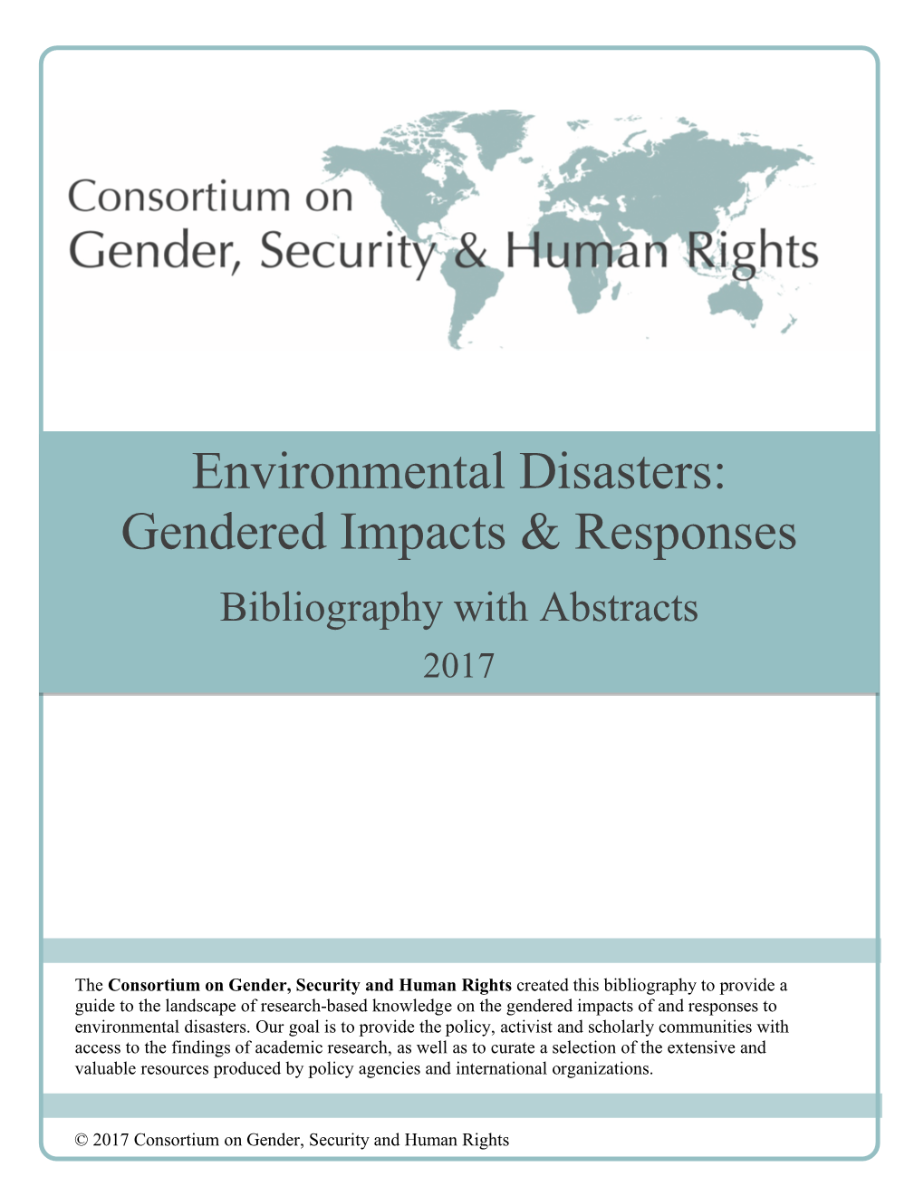 Environmental Disasters: Gendered Impacts & Responses
