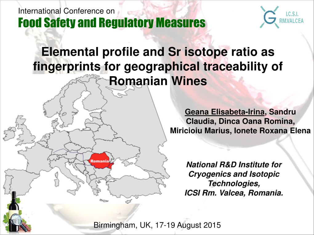 Food Safety and Regulatory Measures Elemental Profile and Sr Isotope