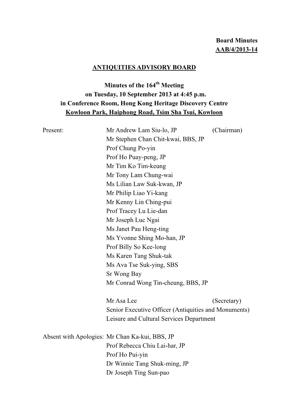 Board Minutes AAB/4/2013-14 ANTIQUITIES ADVISORY BOARD