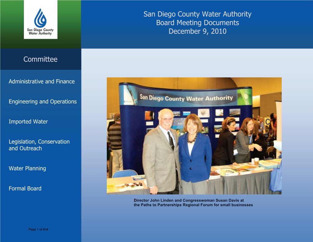 Committee San Diego County Water Authority Board Meeting