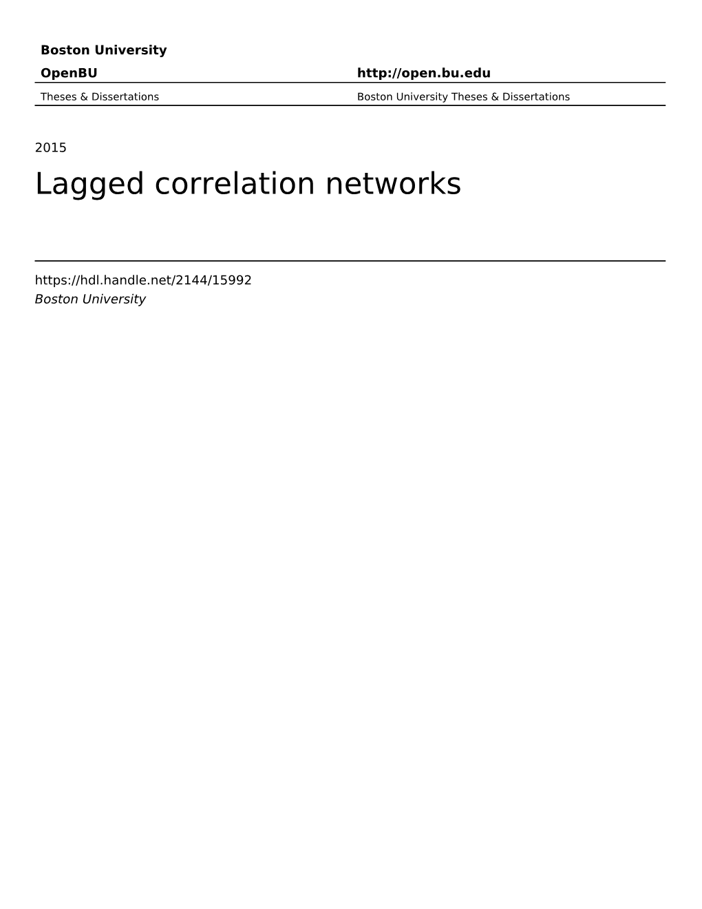 Lagged Correlation Networks