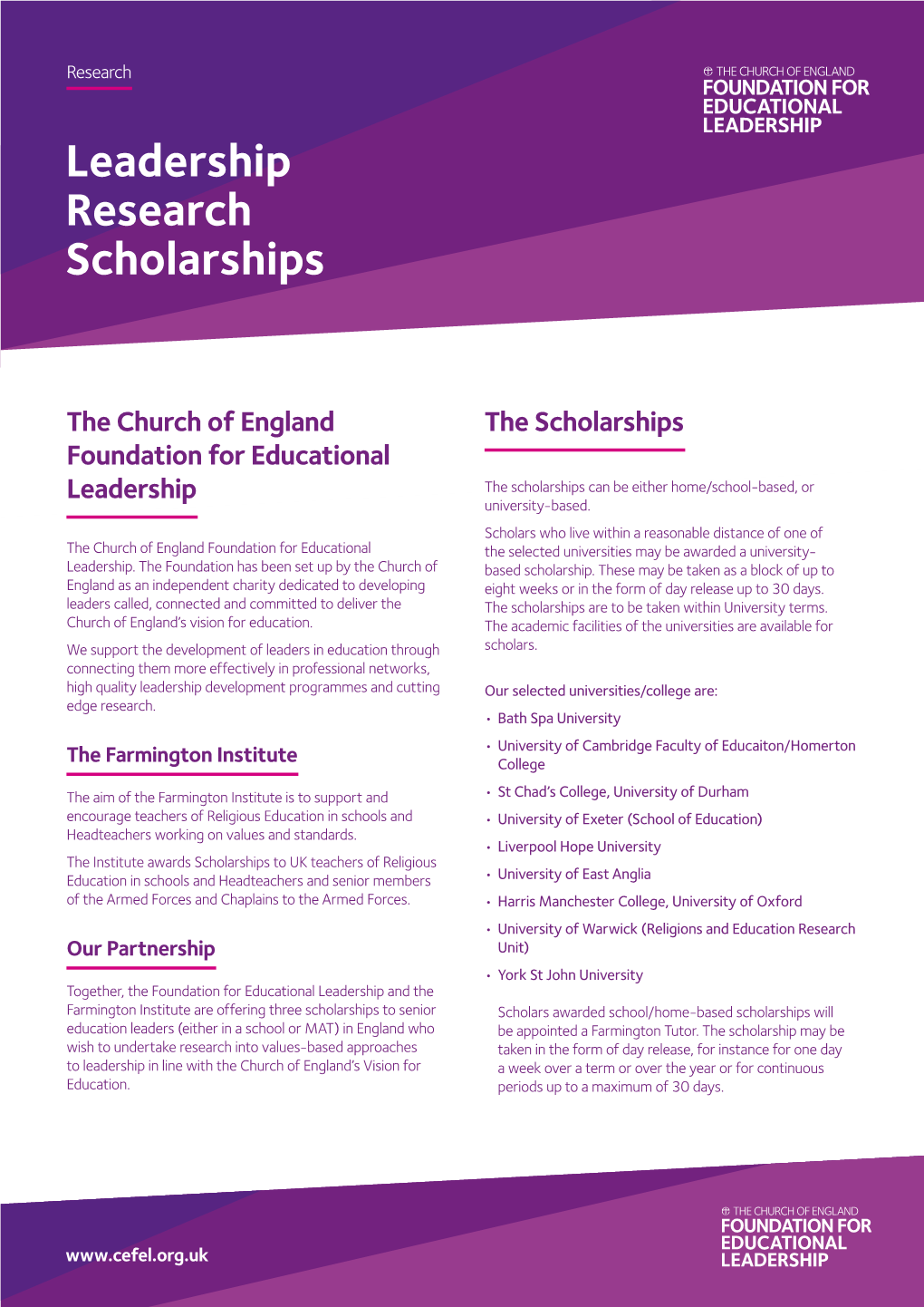 Leadership Research Scholarships