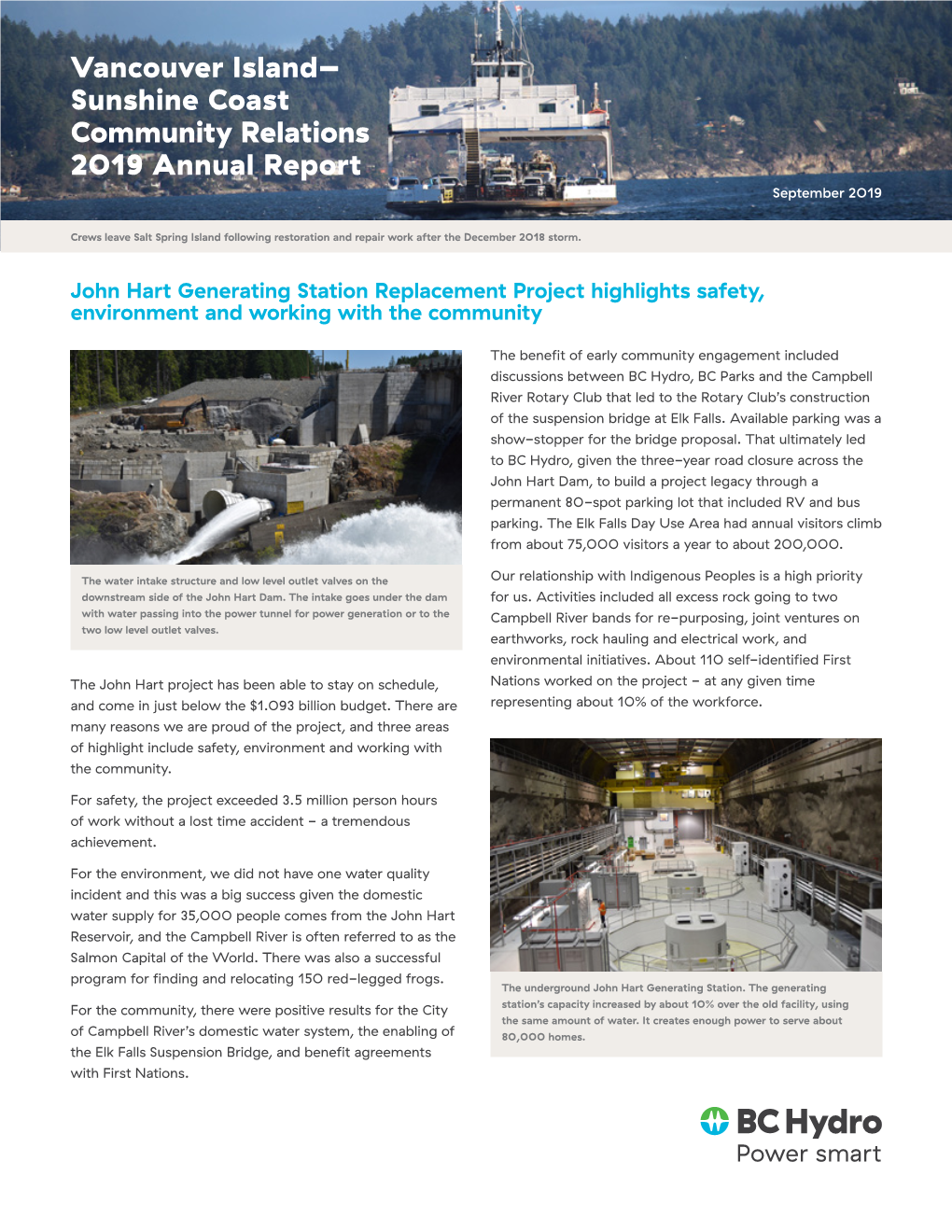 Vancouver Island– Sunshine Coast Community Relations 2019 Annual Report September 2019