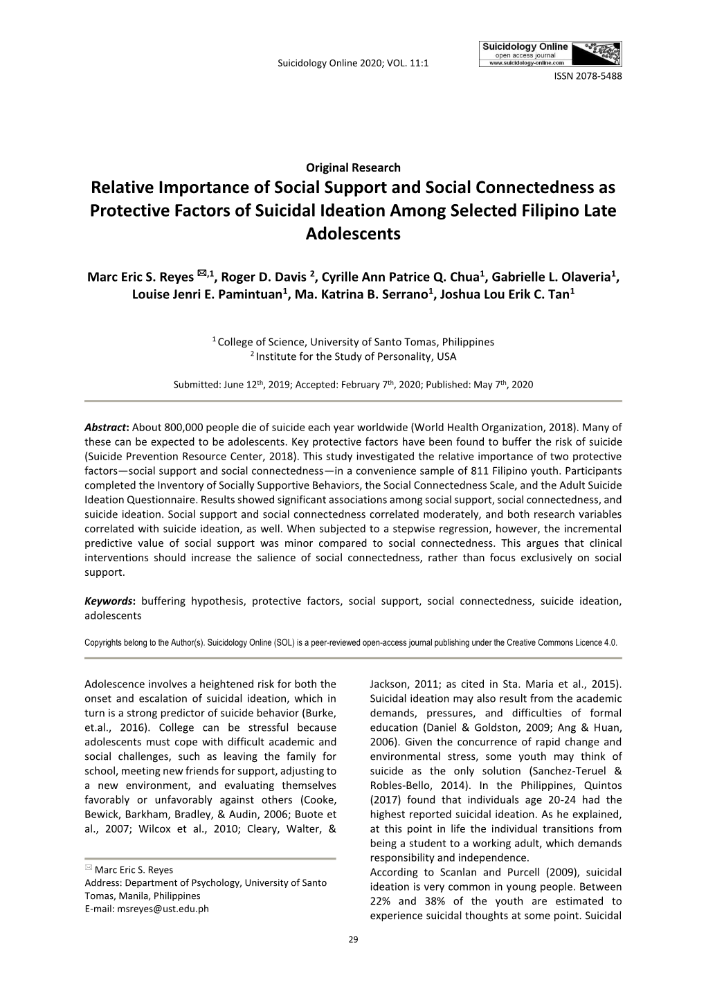 Social Support and Connectedness