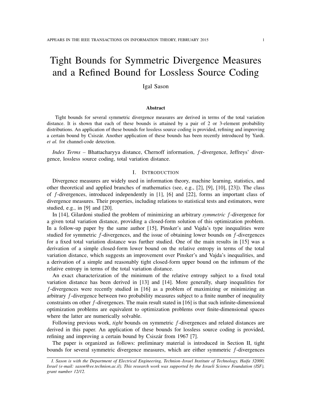 Tight Bounds for Symmetric Divergence Measures and a Refined Bound for Lossless Source Coding