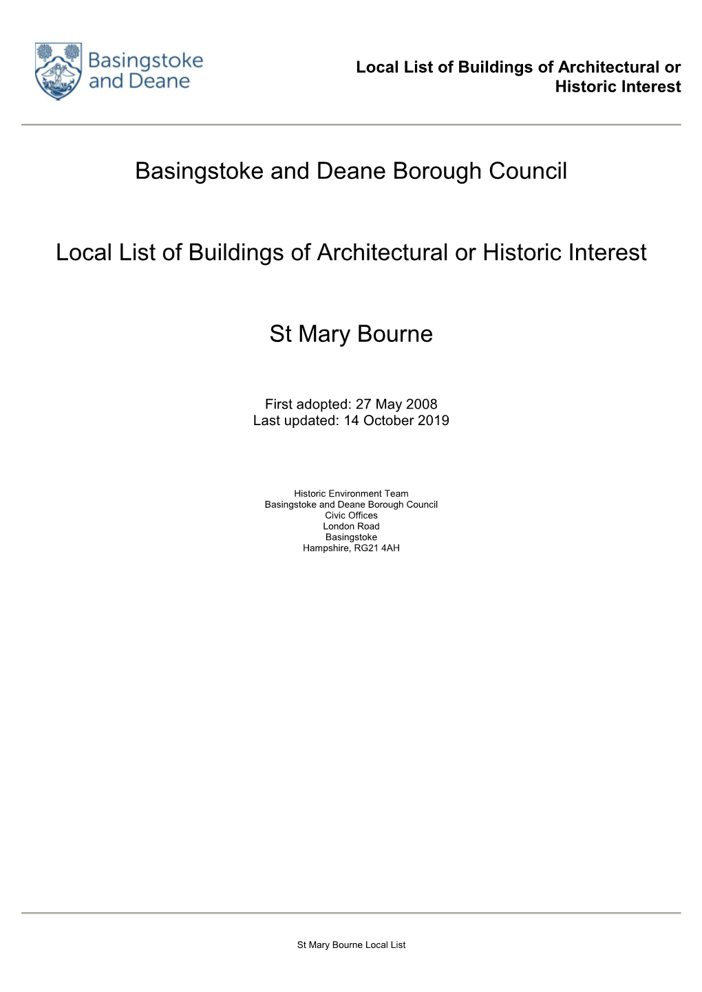 St Mary Bourne Local List