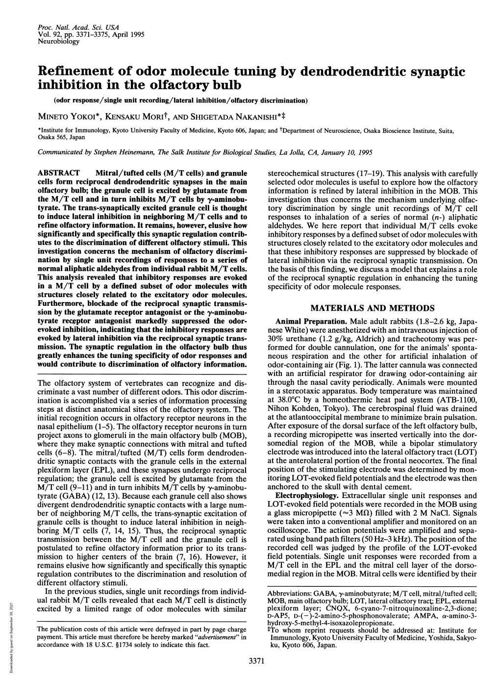 Refinement of Odor Molecule Tuning by Dendrodendritic Synaptic