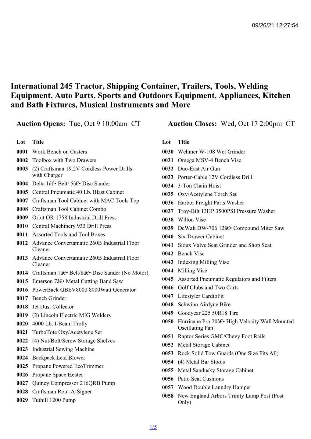 International 245 Tractor, Shipping