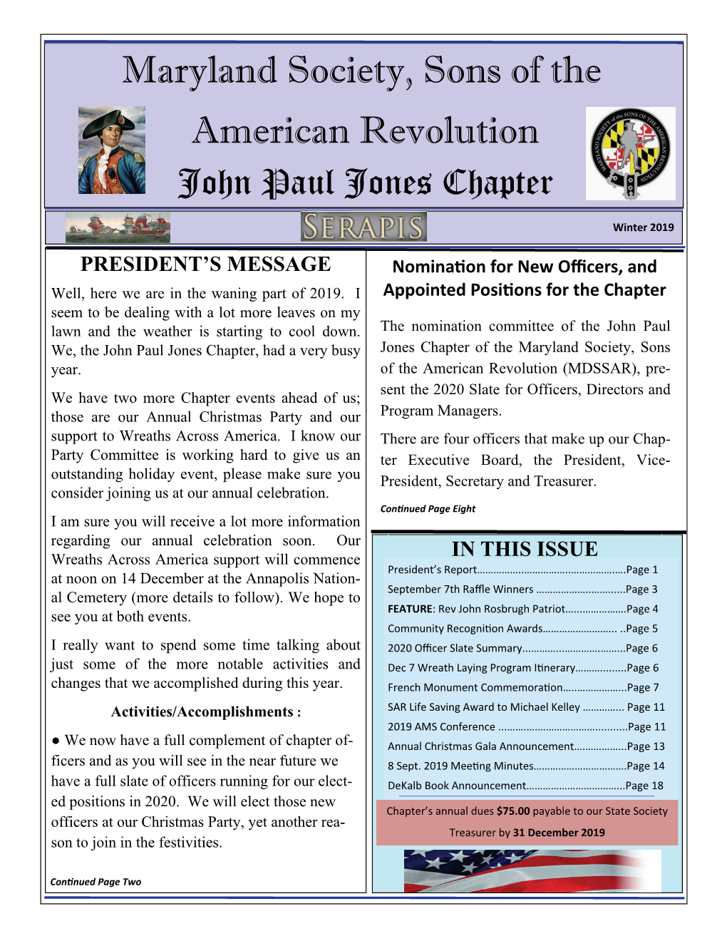 Maryland Society, Sons of the American Revolution John Paul Jones Chapter