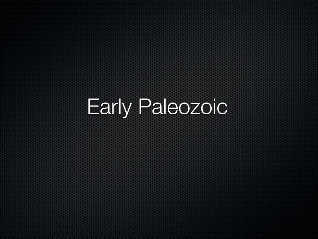 Early Paleozoic Periods of the Early Paleozoic