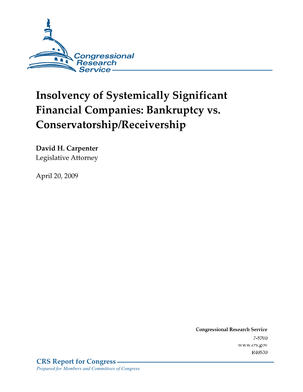 Insolvency of Systemically Significant Financial Companies