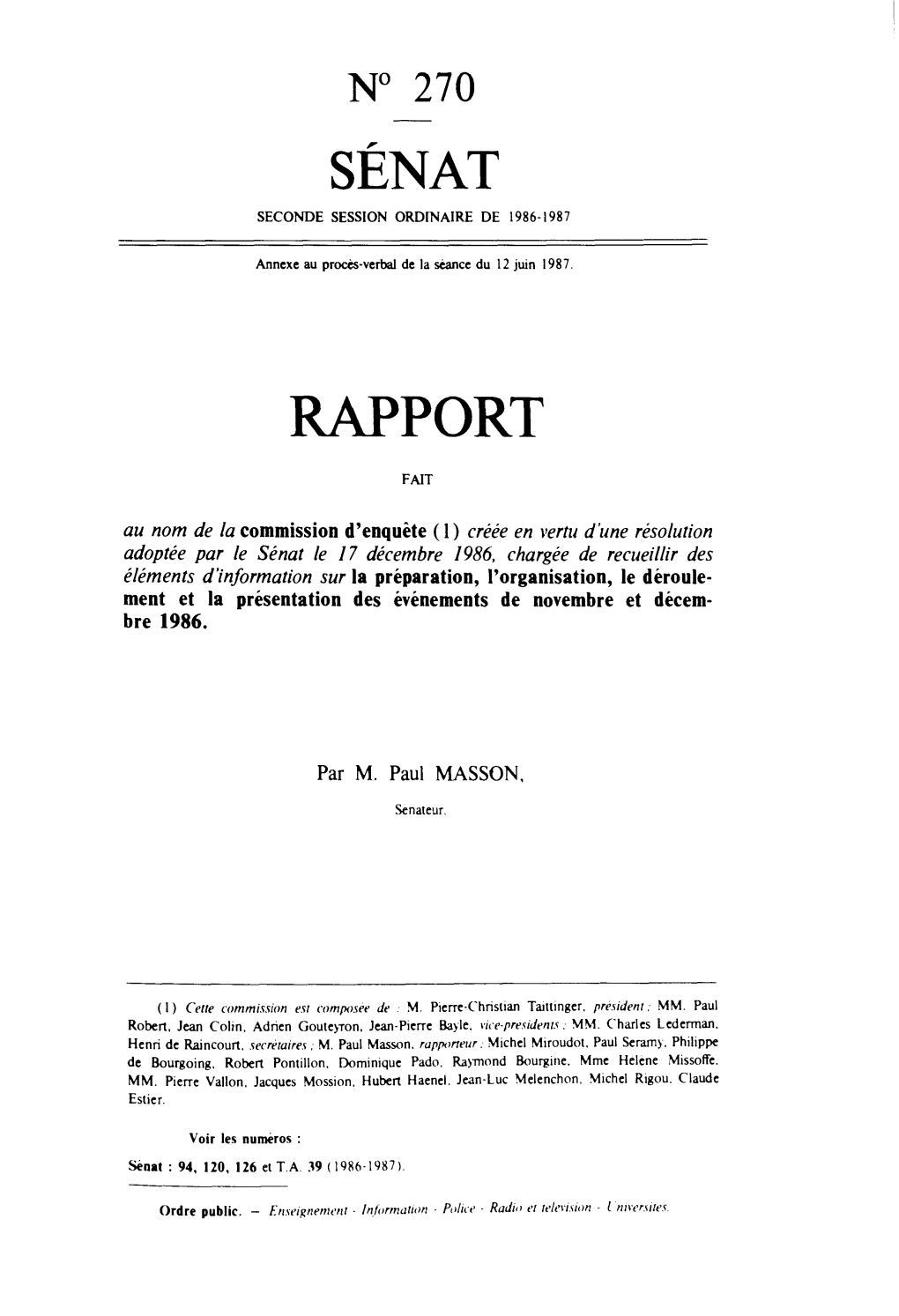 Sénat Rapport