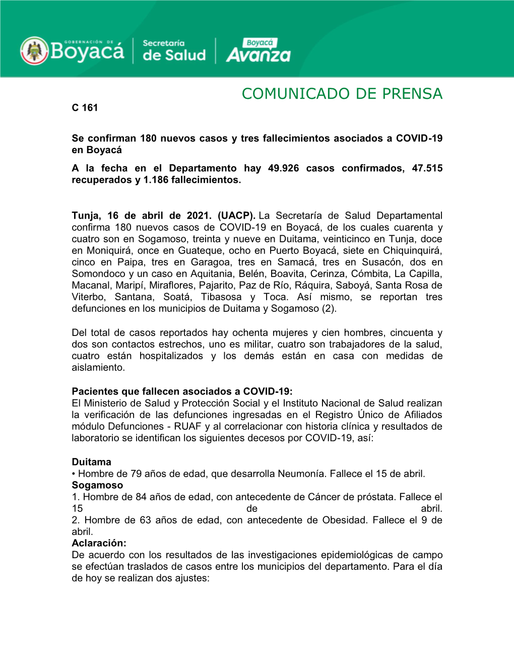 Comunicado De Prensa C 161