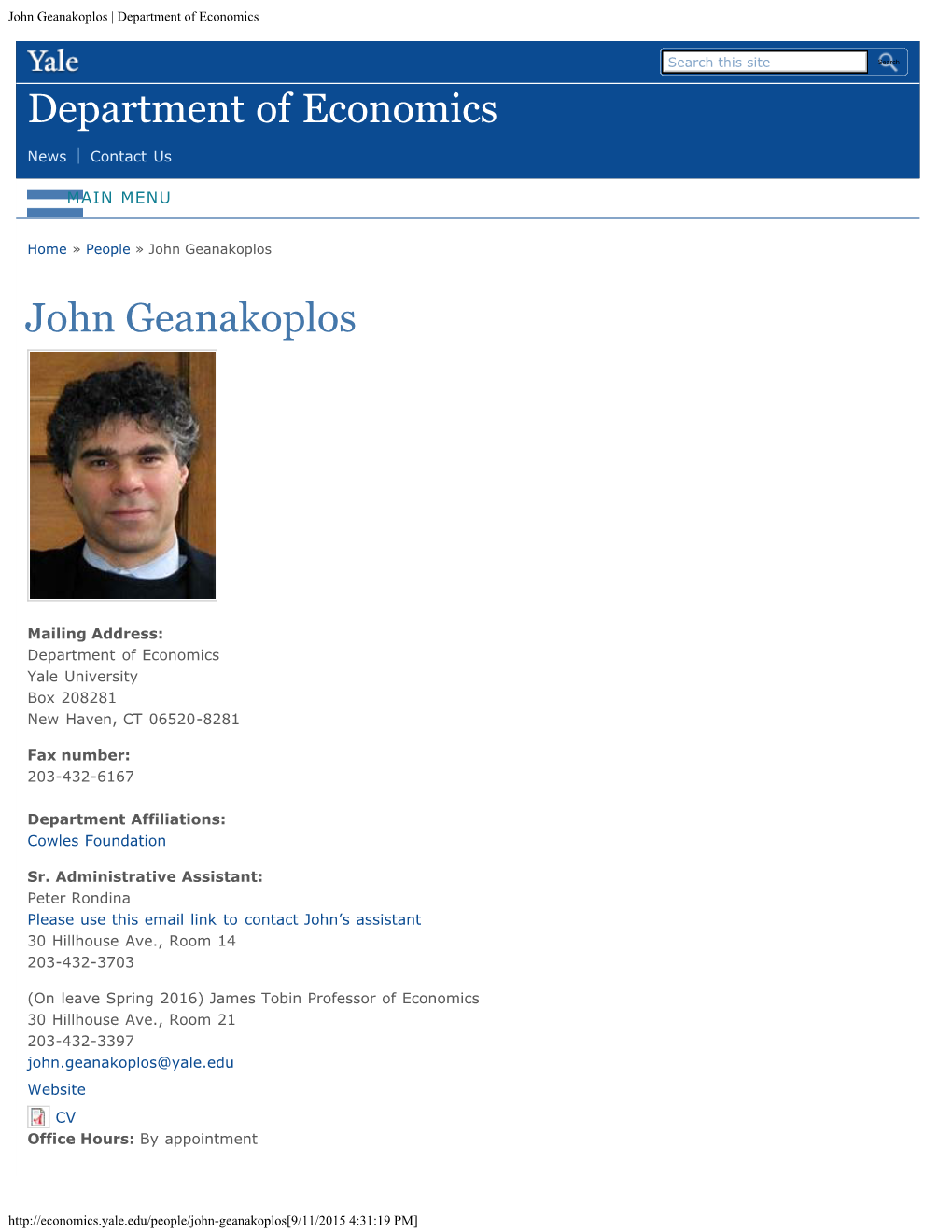 John Geanakoplos | Department of Economics