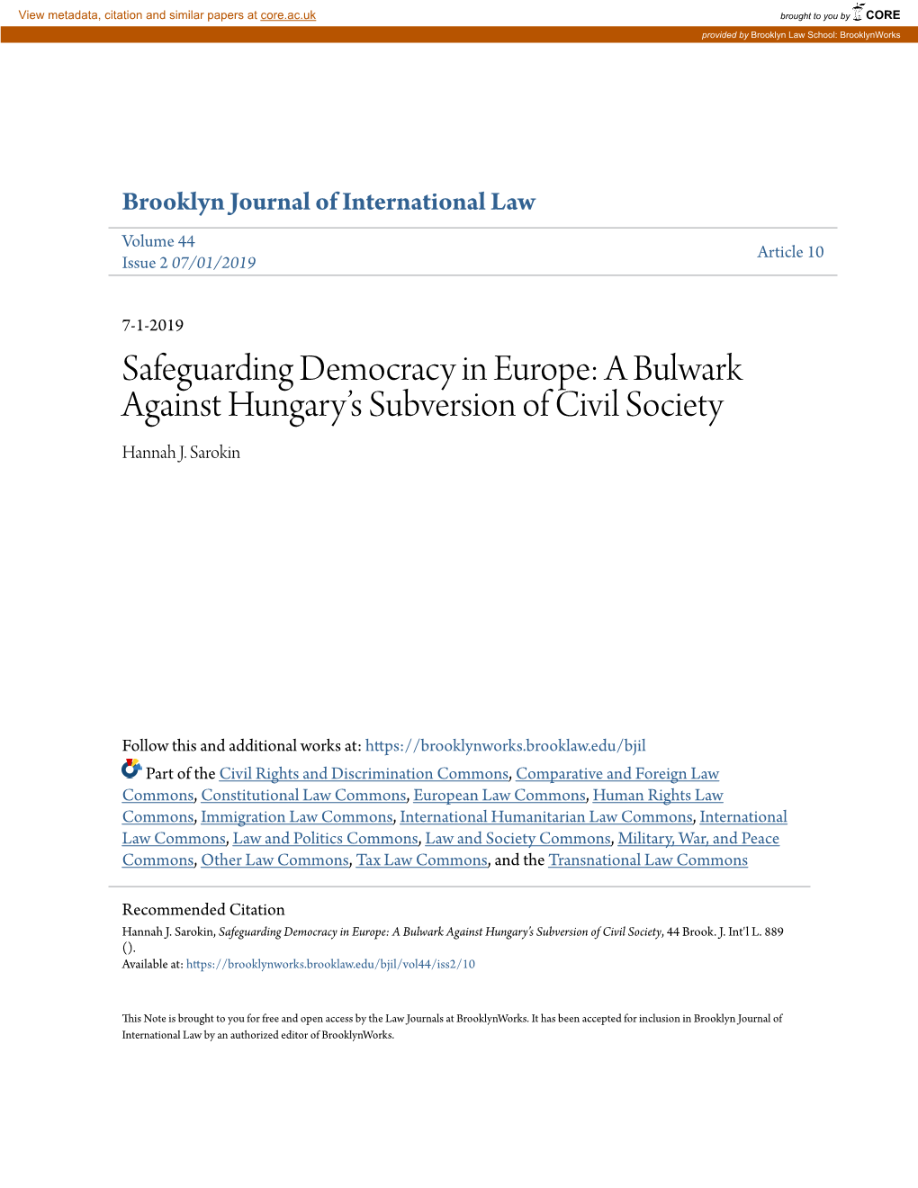 A Bulwark Against Hungary's Subversion of Civil Society