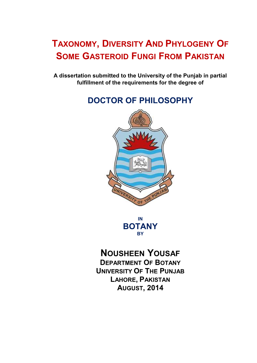 Doctor of Philosophy Botany