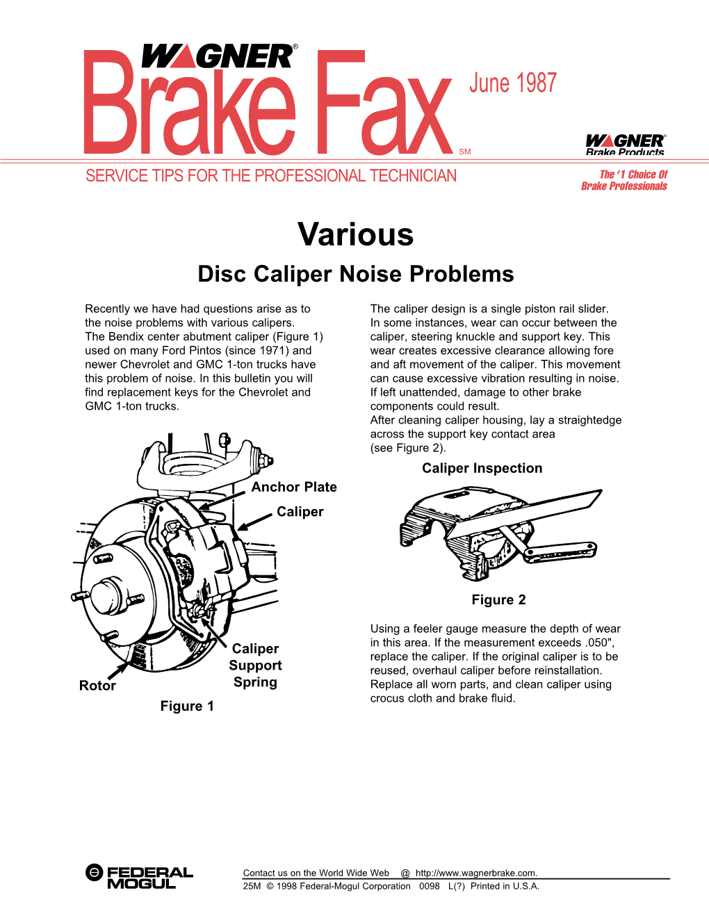 Disc Caliper Noise Problems