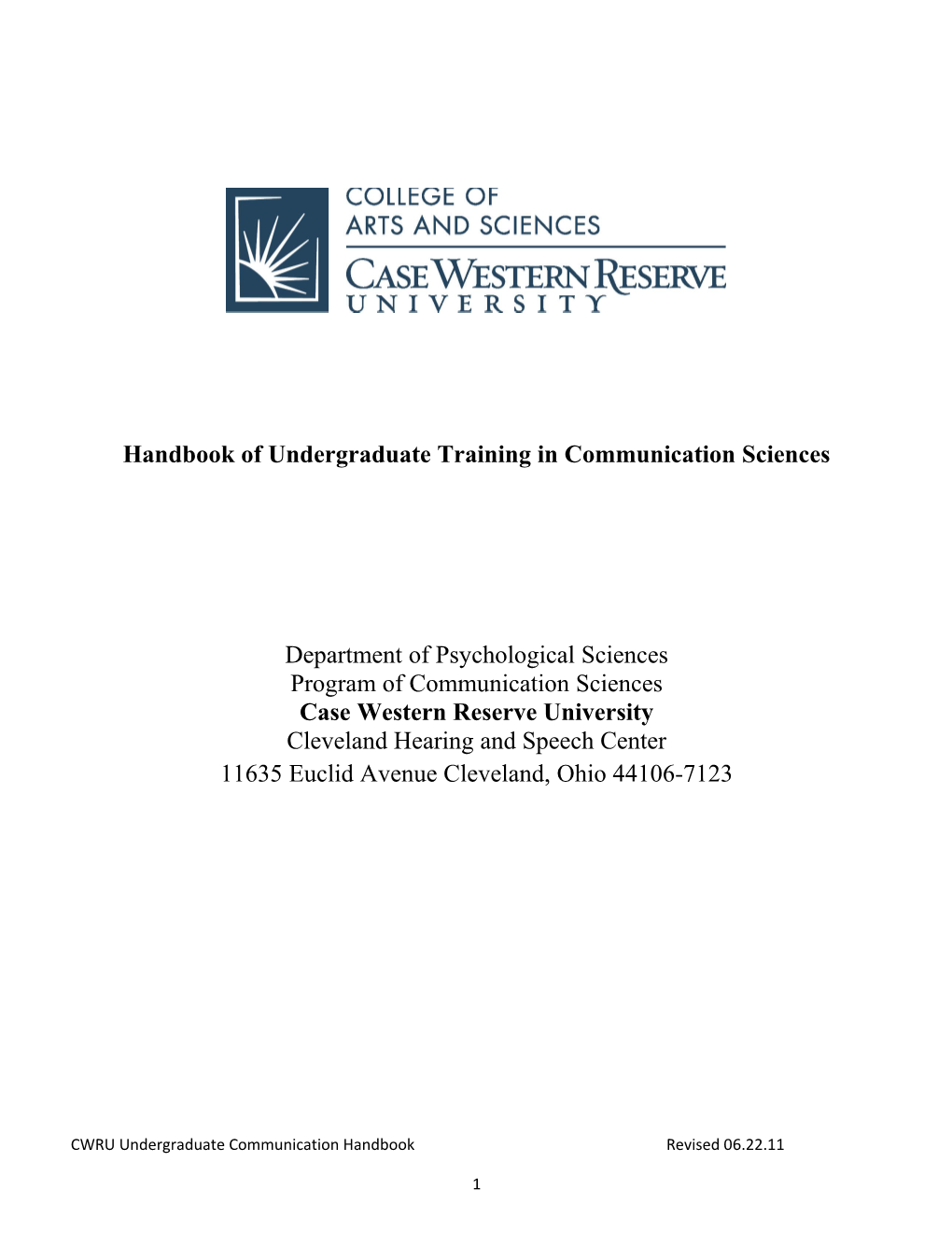 Handbook of Undergraduate Training in Communication Sciences