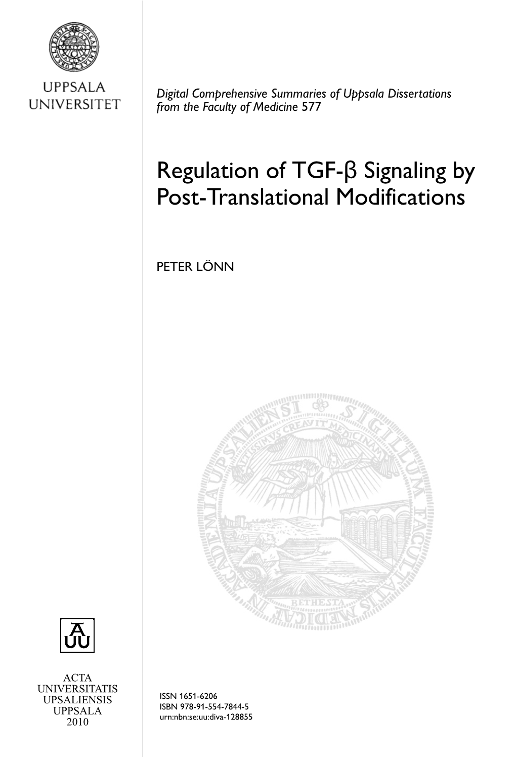 Regulation of TGF-Β Signaling by Post-Translational Modifications