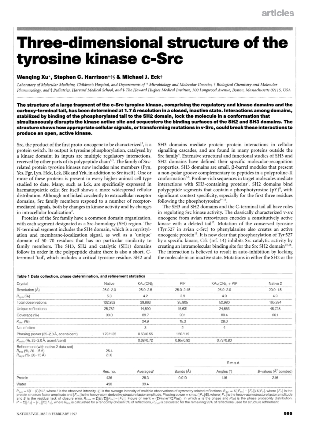 Three-Dimensional Structure of the Tyrosine Kinase C-Src