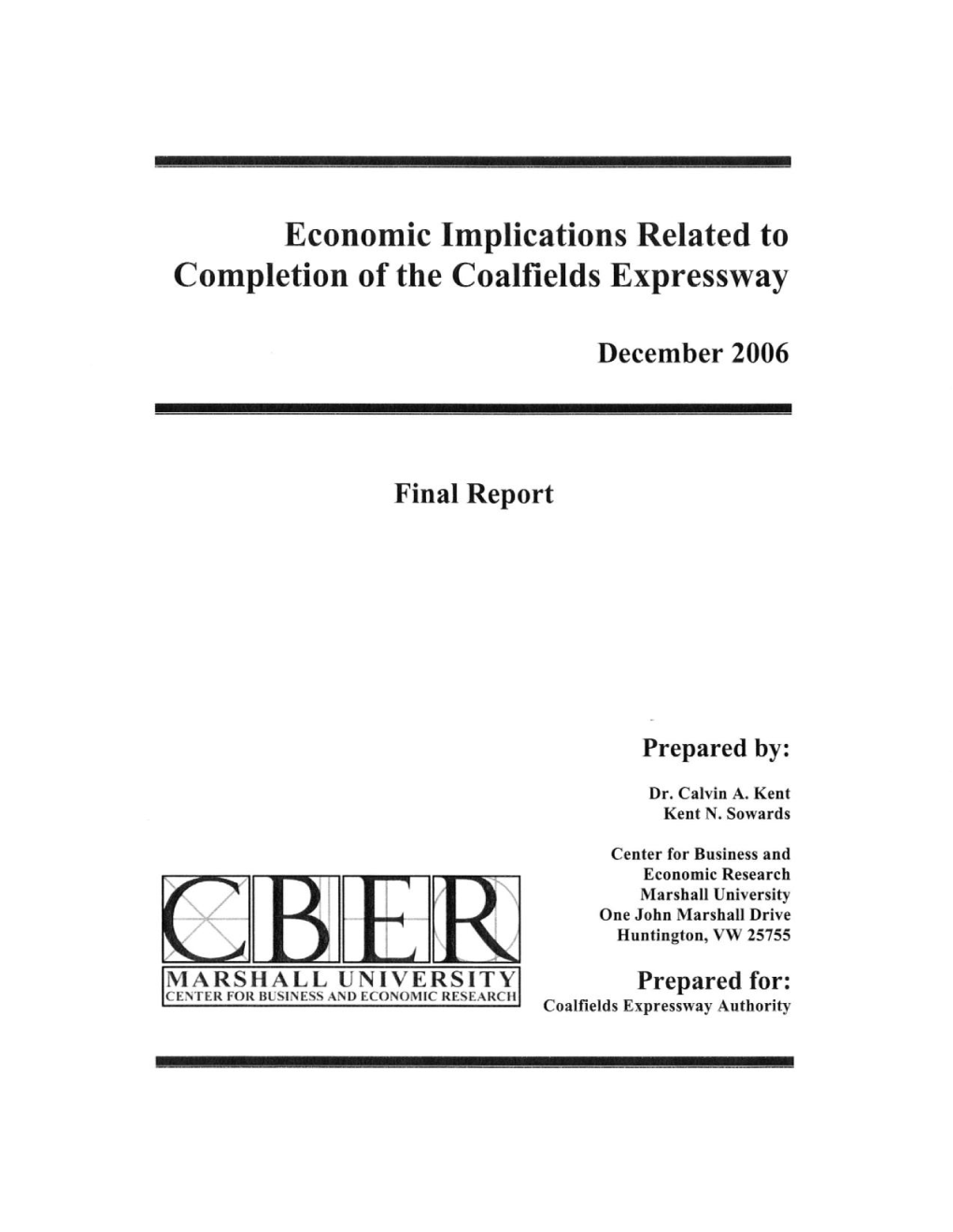 Economic Implications Related to Completion of the Coalfields Expressway