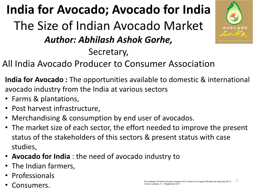 The Size of Indian Avocado Market