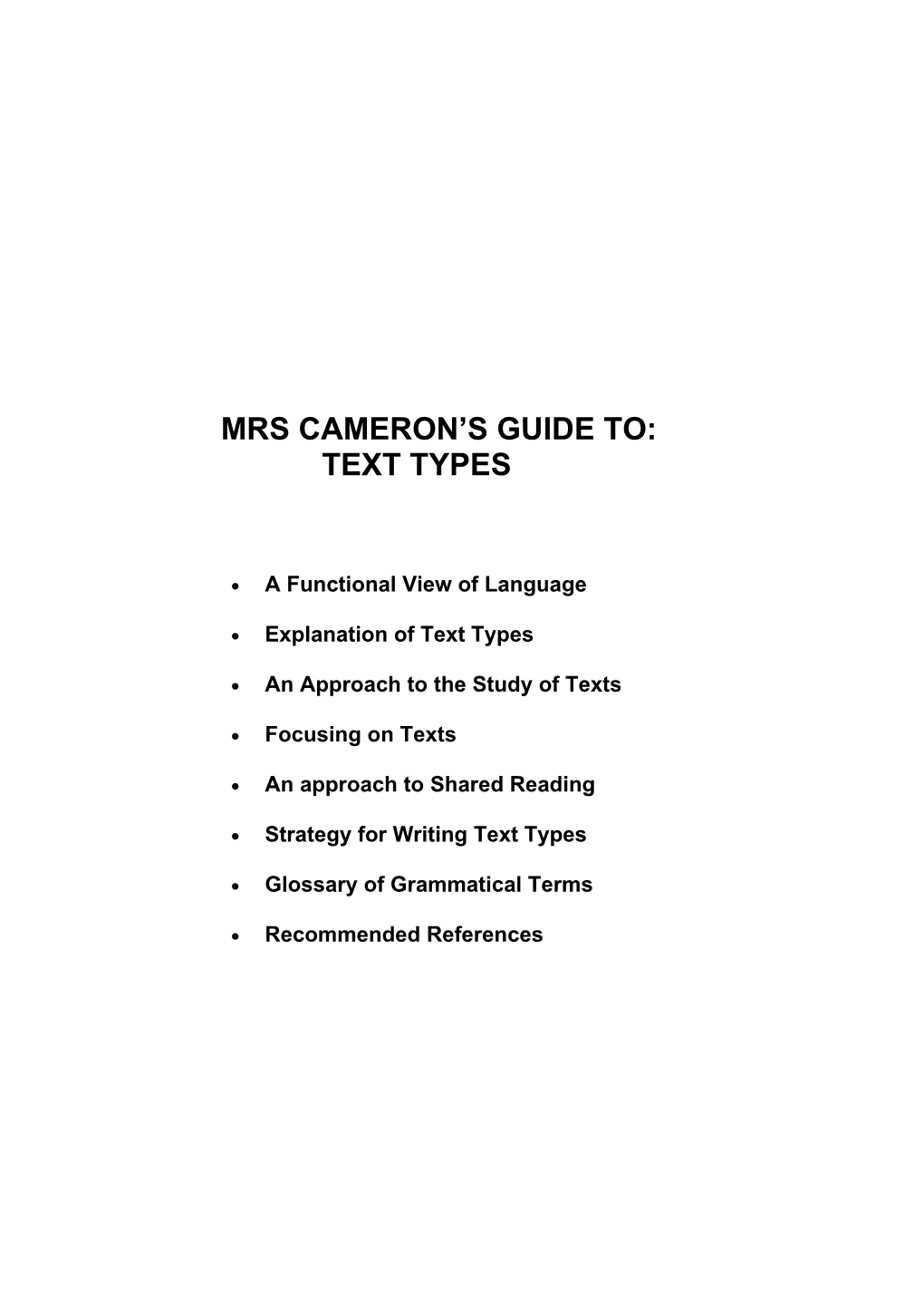 Mrs Cameron S Guide To