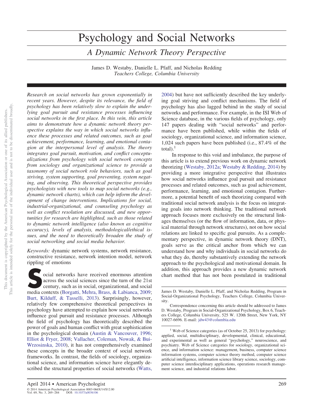 Dynamic Network Theory Perspective