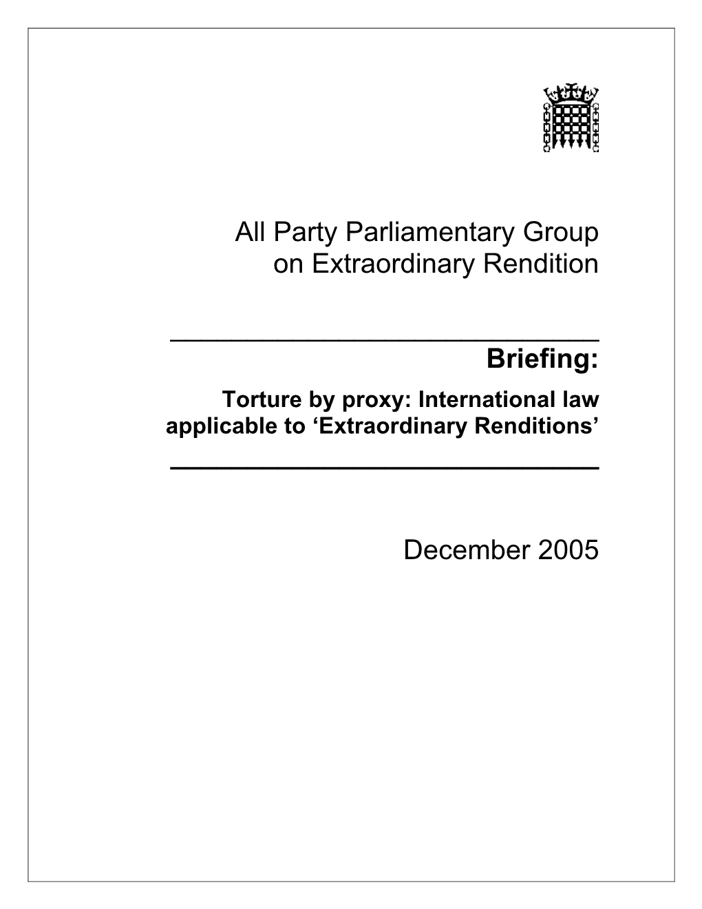 All Party Parliamentary Group on Extraordinary Rendition