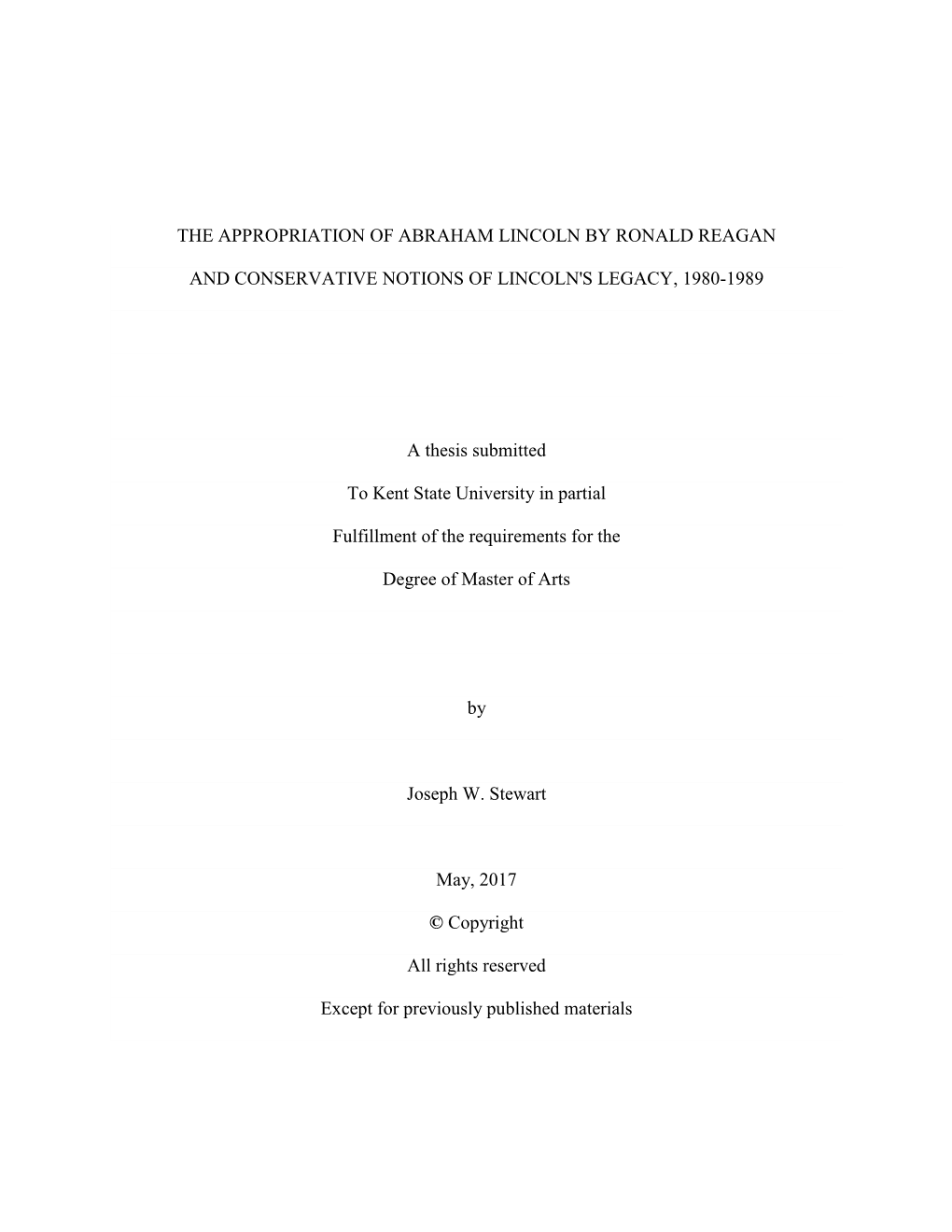 The Appropriation of Abraham Lincoln by Ronald Reagan