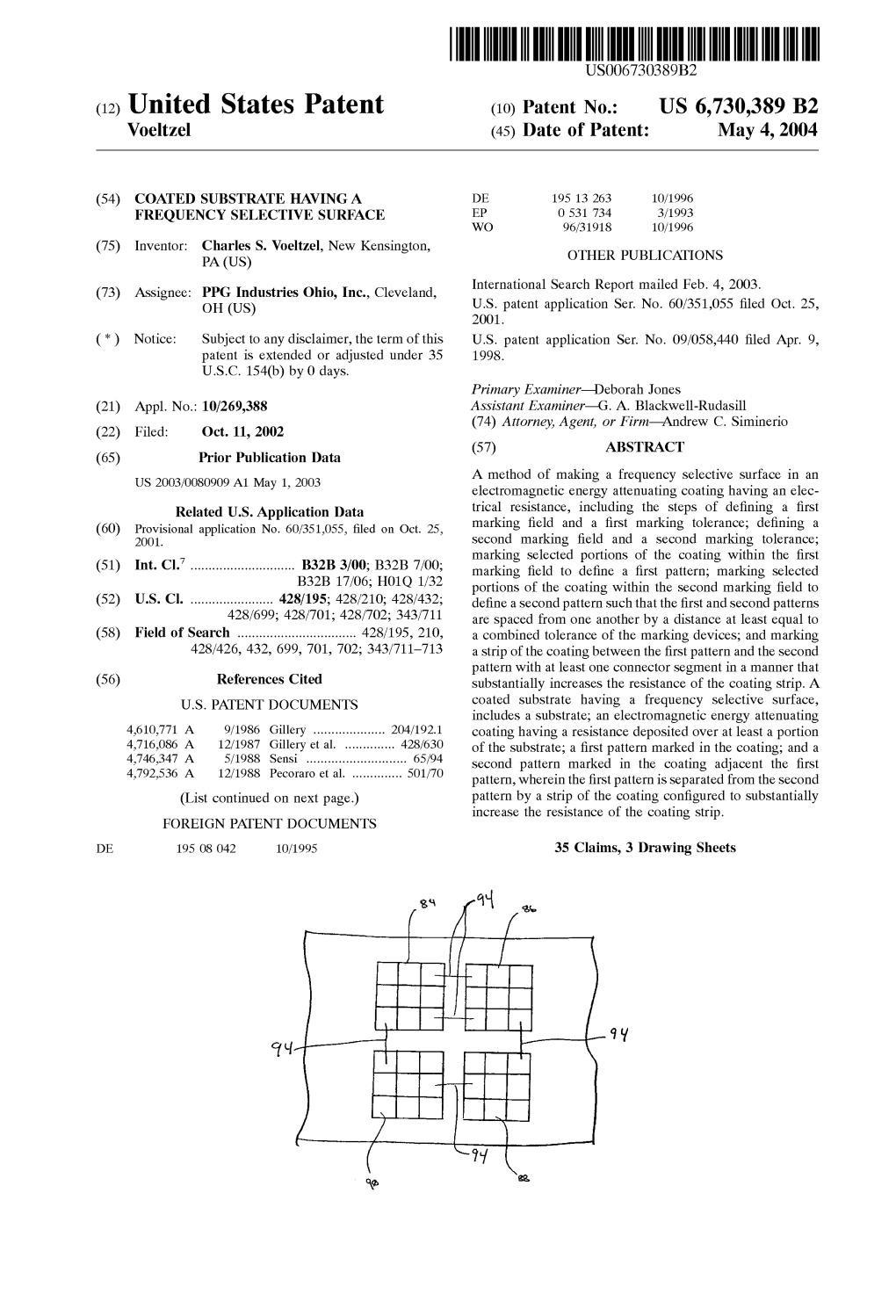 (12) United States Patent (10) Patent No.: US 6,730,389 B2 Voeltzel (45) Date of Patent: May 4, 2004