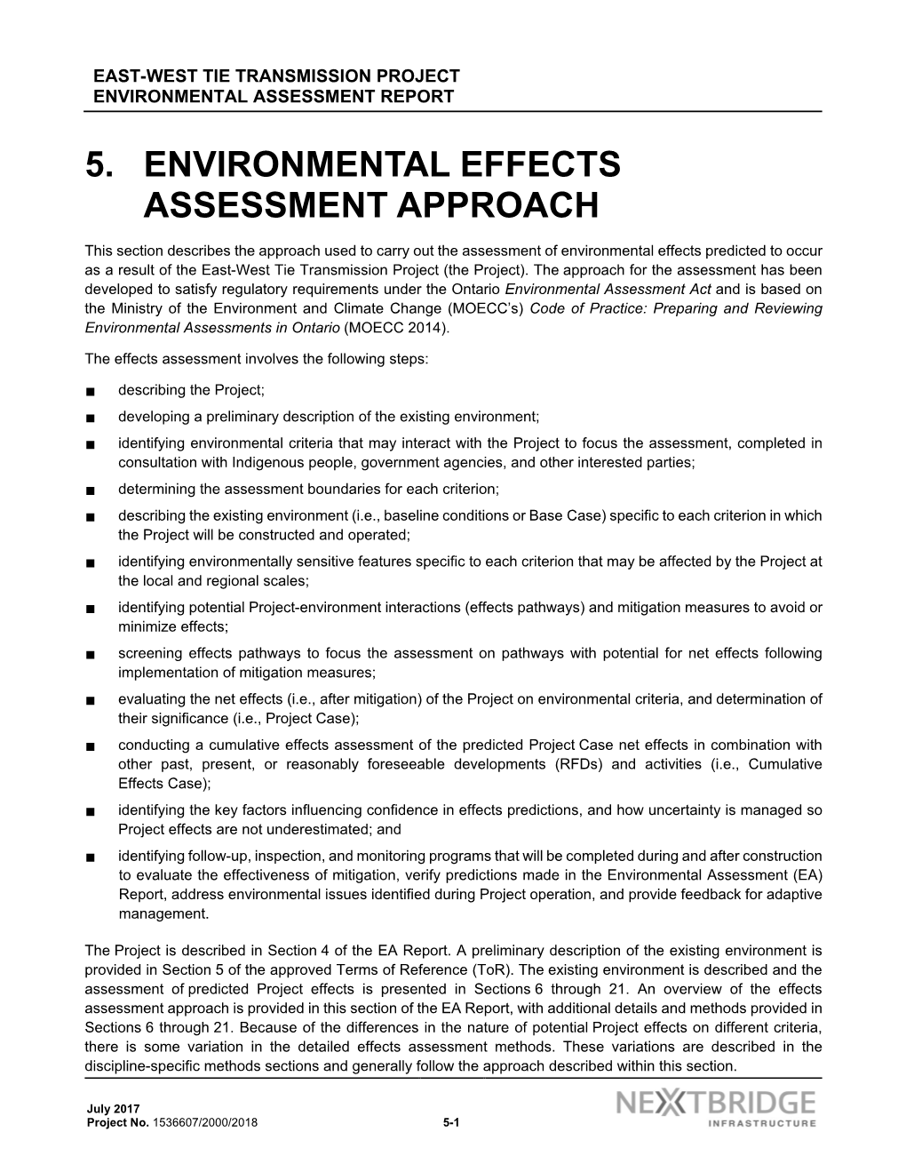 Environmental Assessment Report for the East‑West Tie Transmission