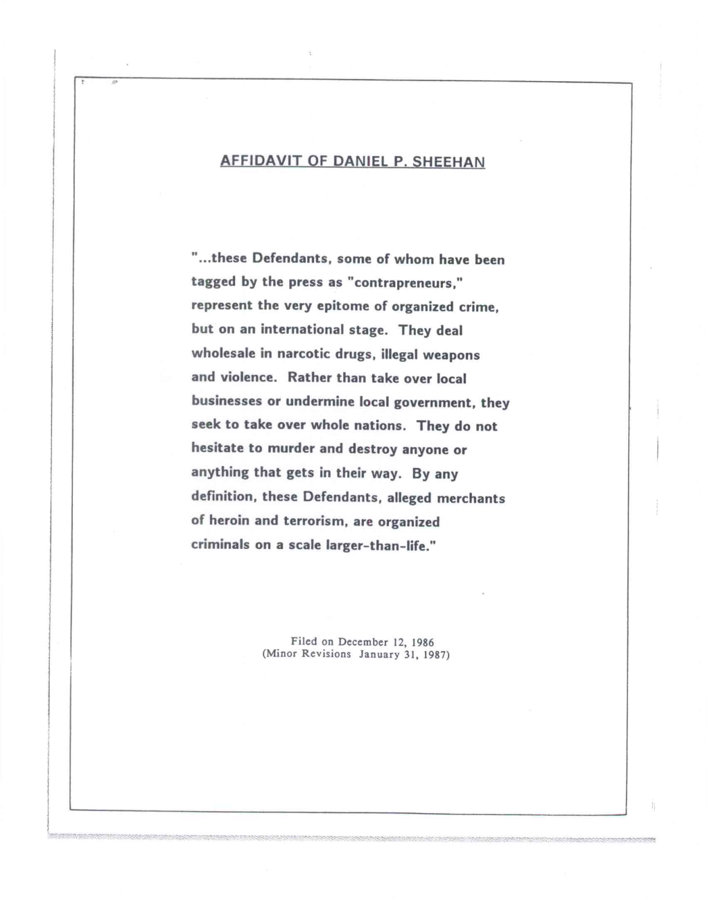 Affidavit of Daniel P. Sheehan