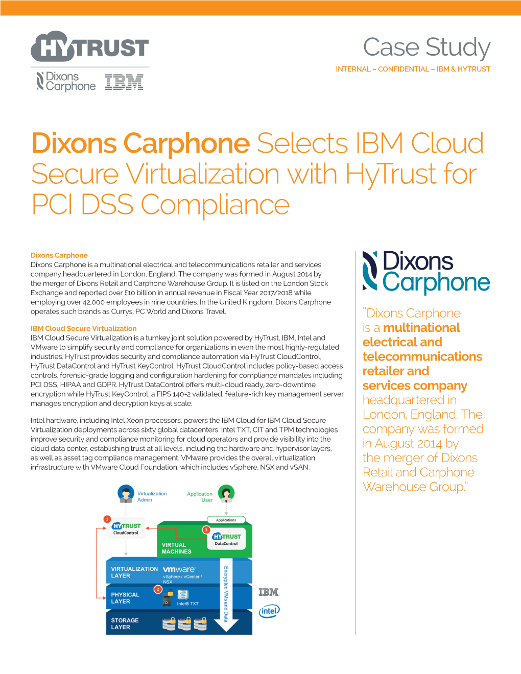 Dixons Carphone Selects IBM Cloud Secure Virtualization with Hytrust for PCI DSS Compliance