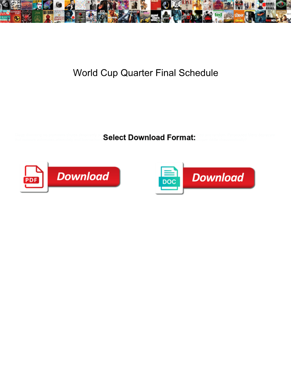 World Cup Quarter Final Schedule Indiana