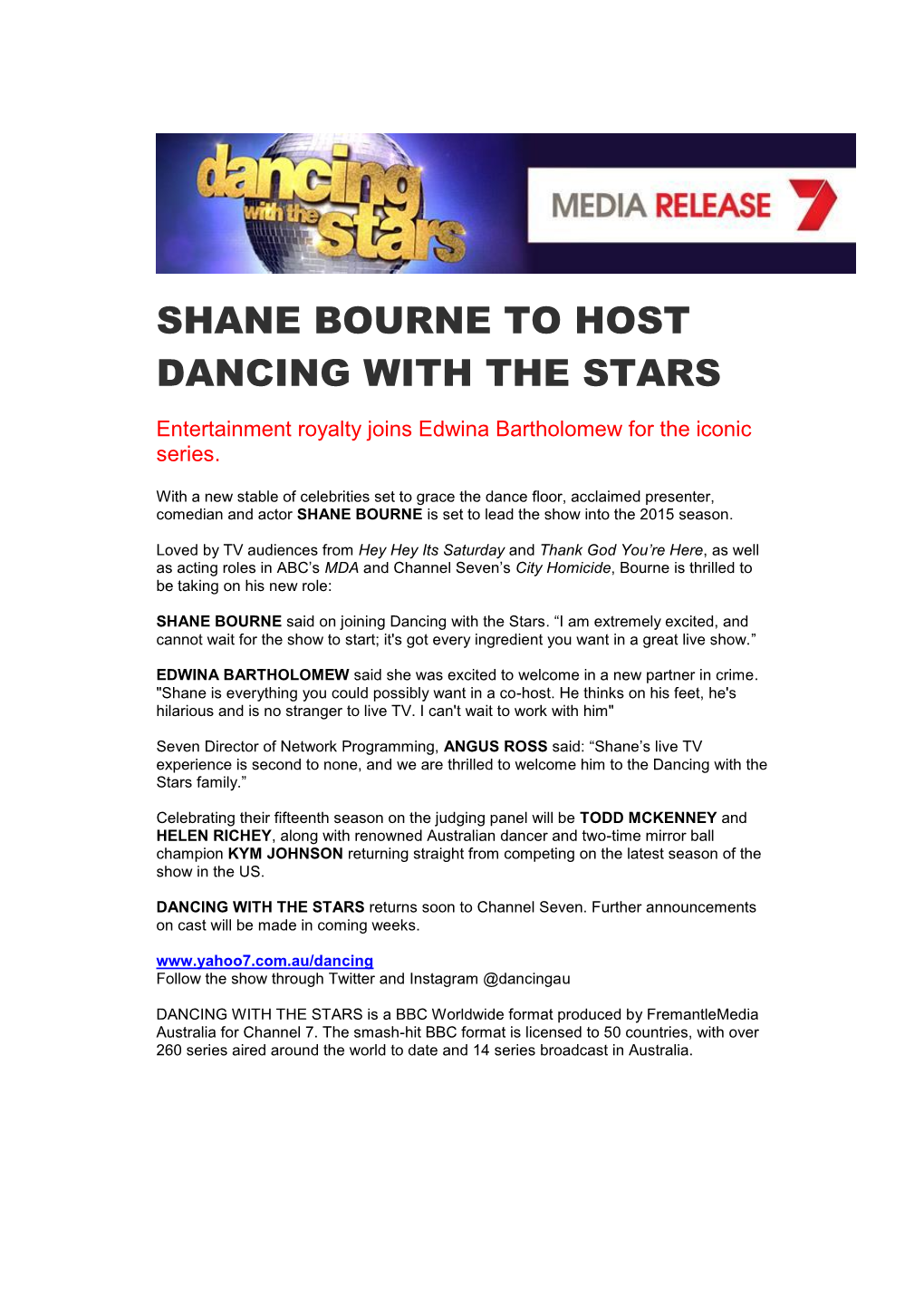 Shane Bourne to Host Dancing with the Stars