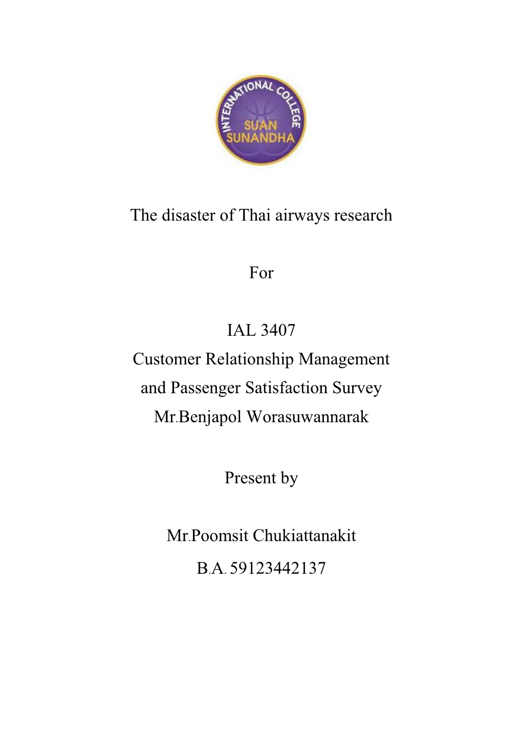 The Disaster of Thai Airways Research