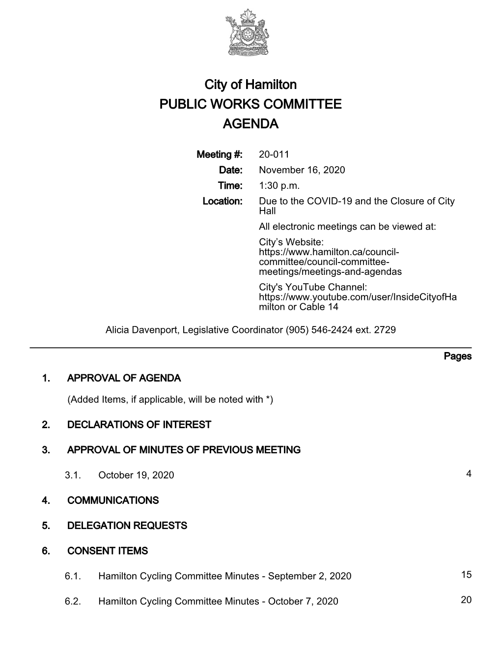 Public Works Committee Agenda Package