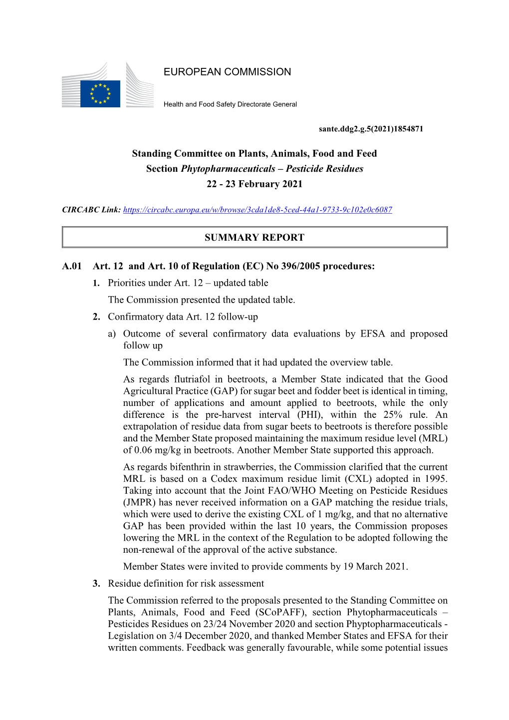 Pesticide Residues 22 - 23 February 2021