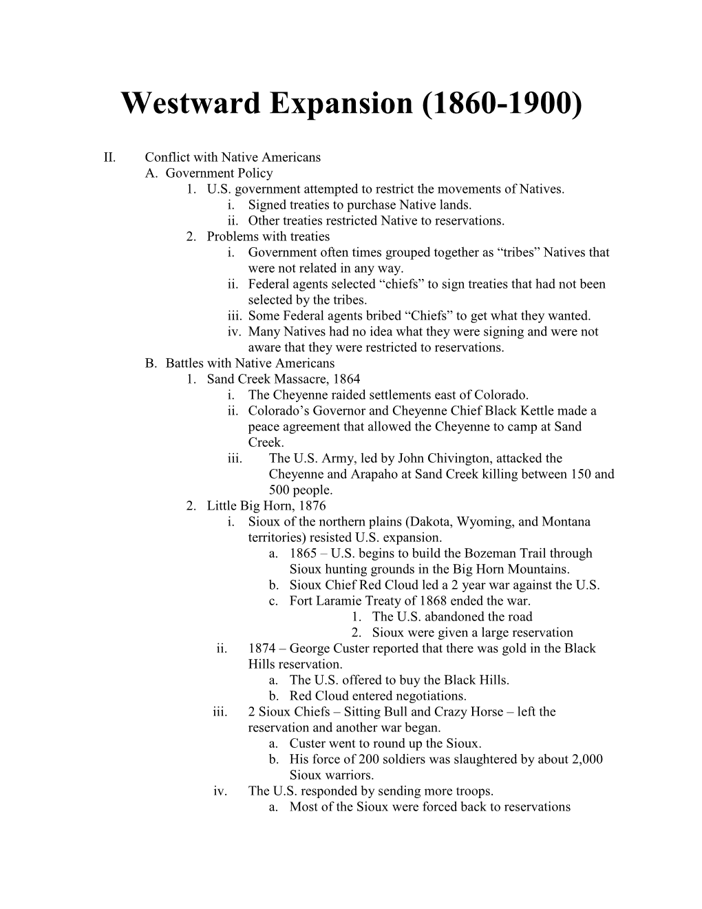 Westward Expansion (1860-1900)