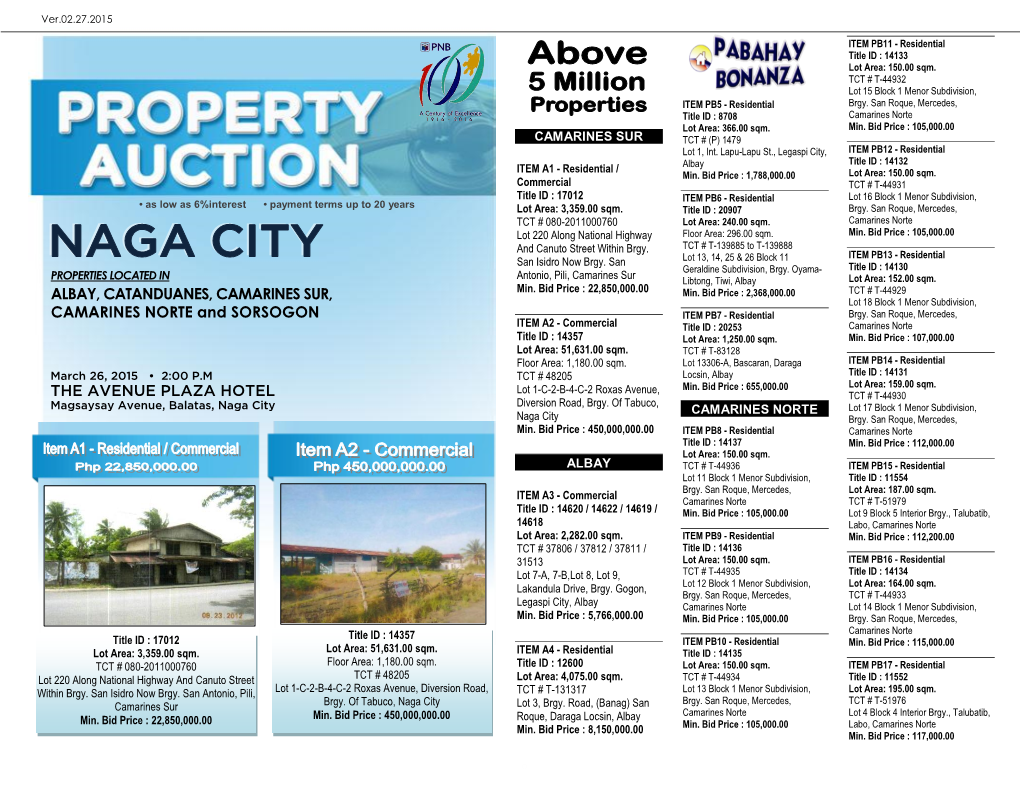 Naga City CAMARINES NORTE Lot 17 Block 1 Menor Subdivision, Naga City Brgy