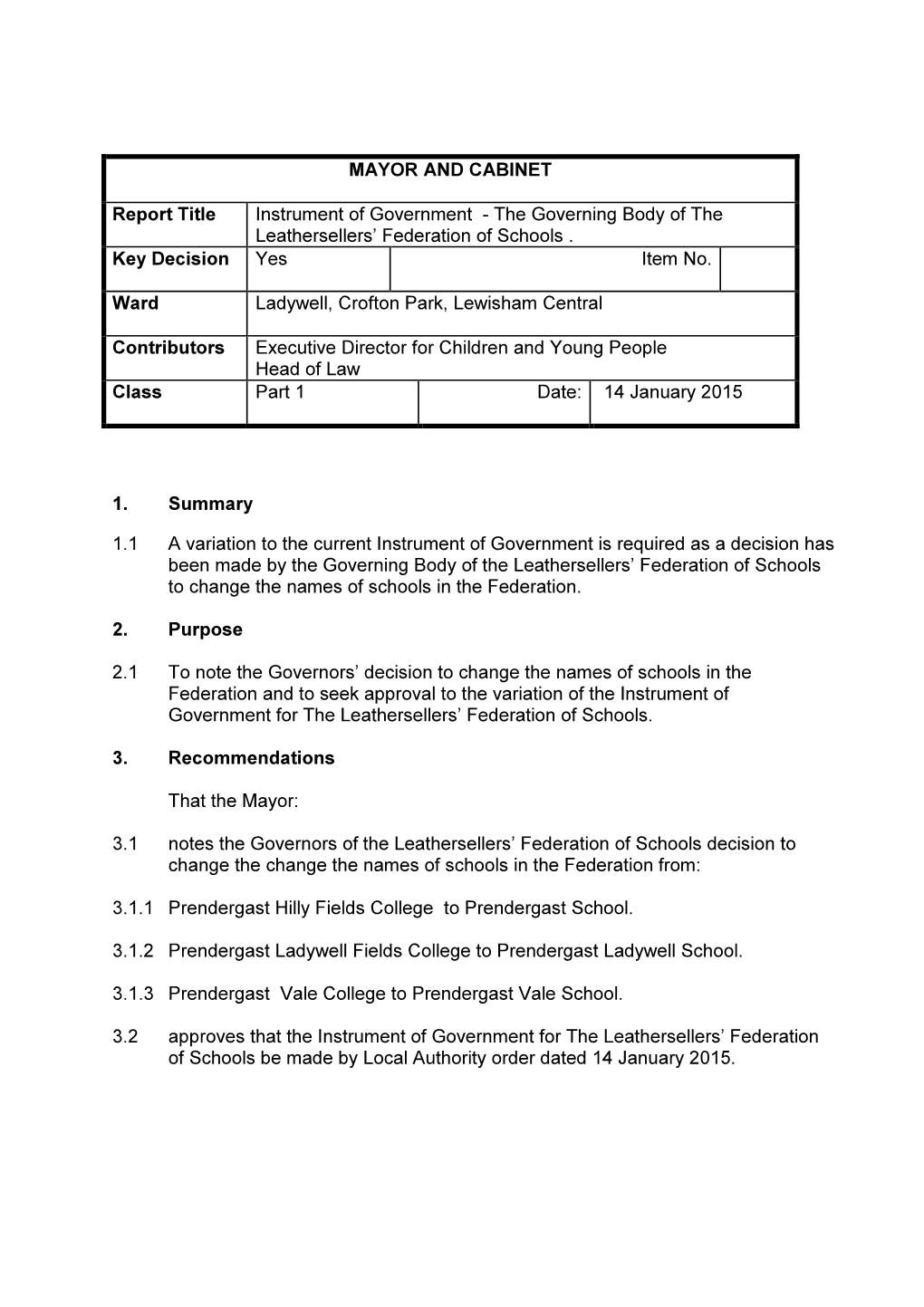 Instrument of Government Leathersellers Federation of Schools , Item 127. PDF 65 KB