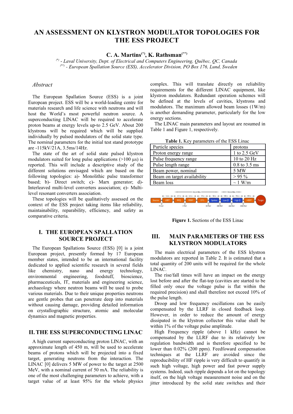 An Asse Ssment on Klystron Modulator Topologies for the ESS Project