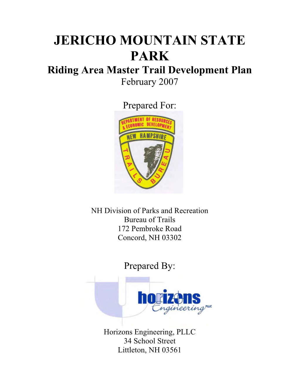 Jericho Mountain State Park Master Trail Development Plan