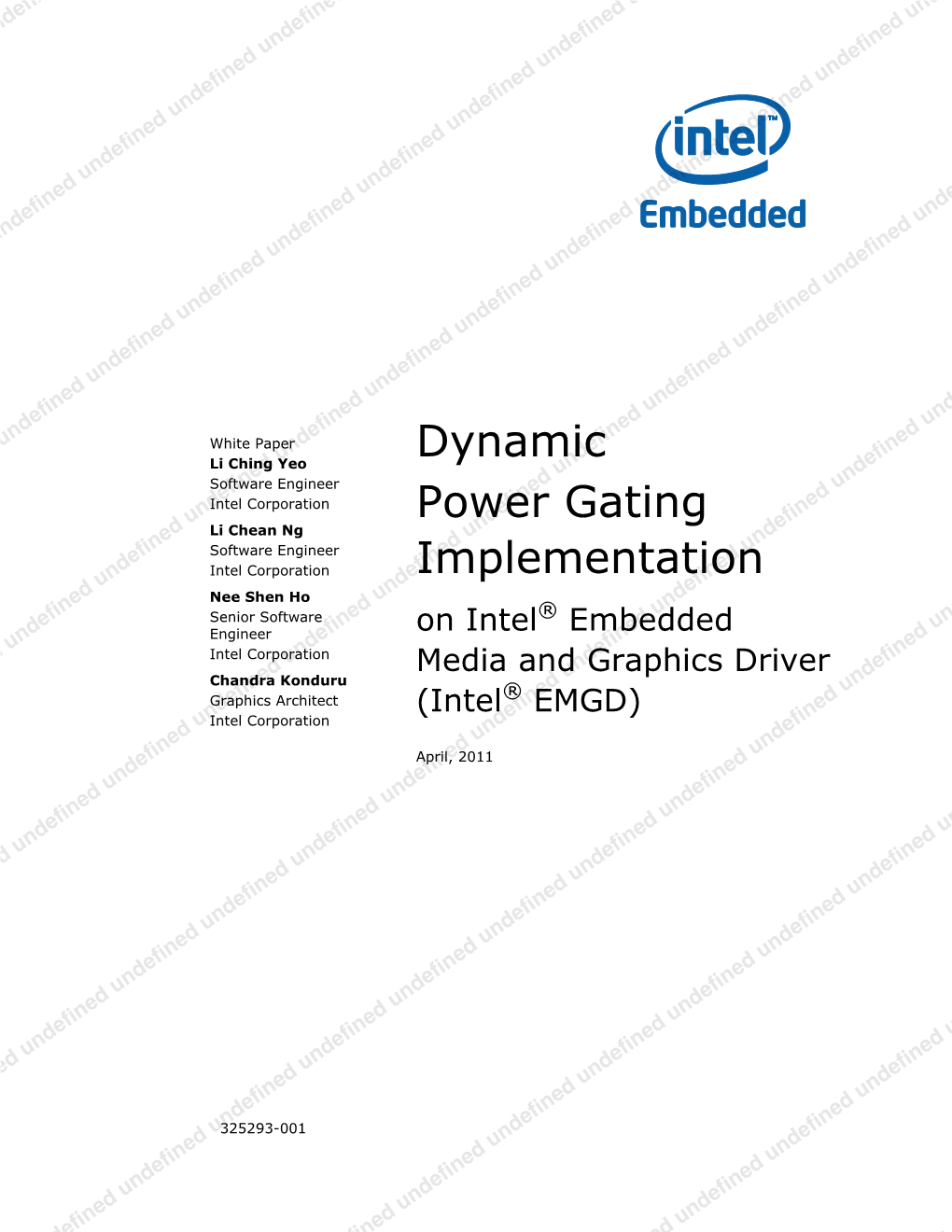 Dynamic Power Gating Implementation on Intel