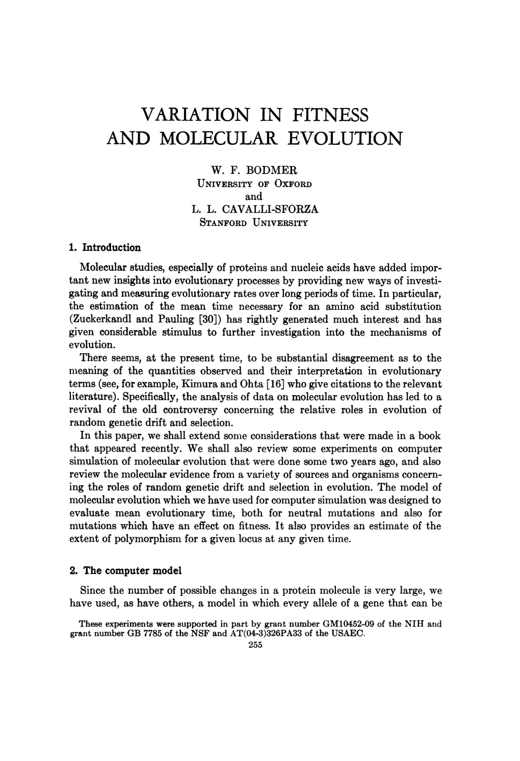 Variation in Fitness and Molecular Evolution
