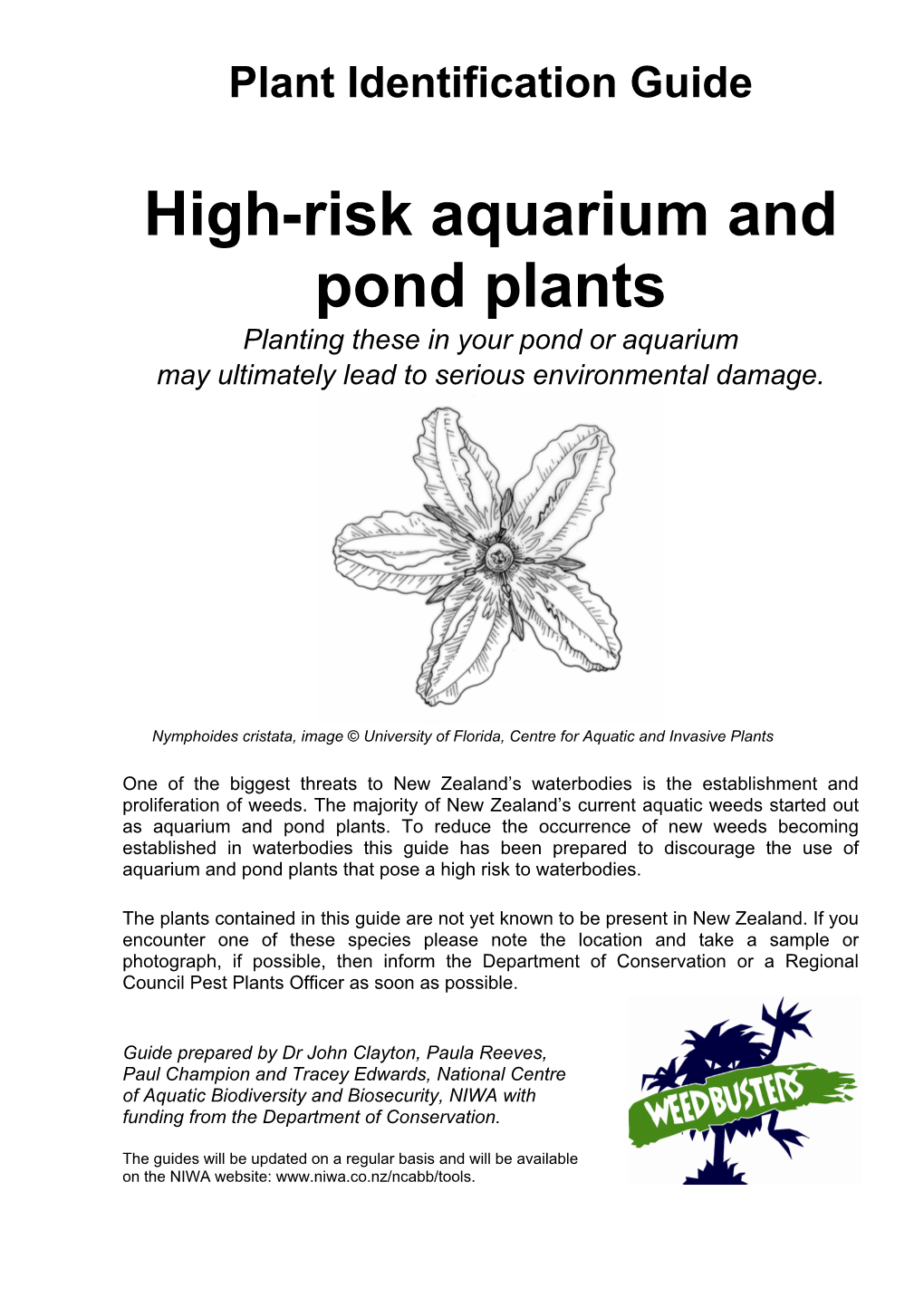 High Risk Aquarium and Pond Plants